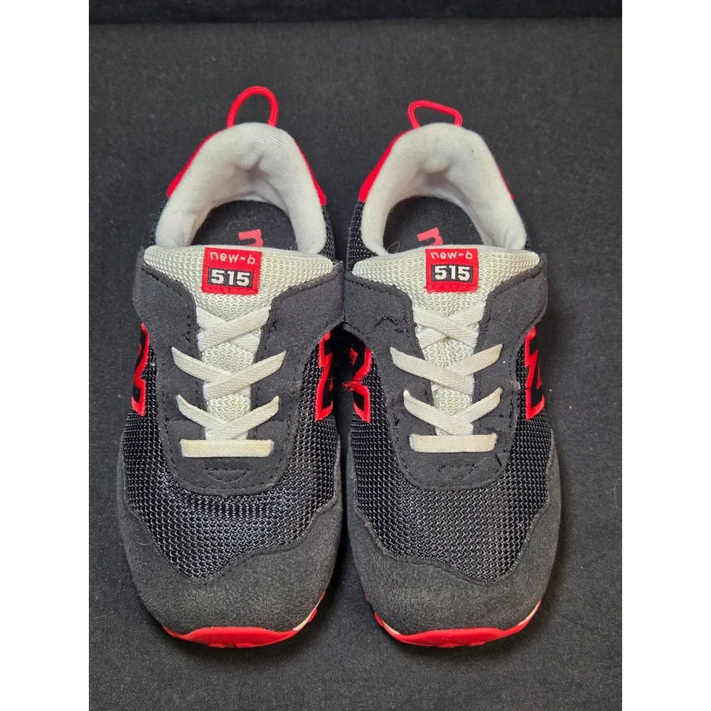 New Balance 515 Kids Sneakers Black Red Hook Loop NW515KBR Size 9 US
